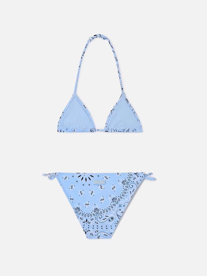 Holly Triangel-Bikini mit hellblauem Bandana-Print 