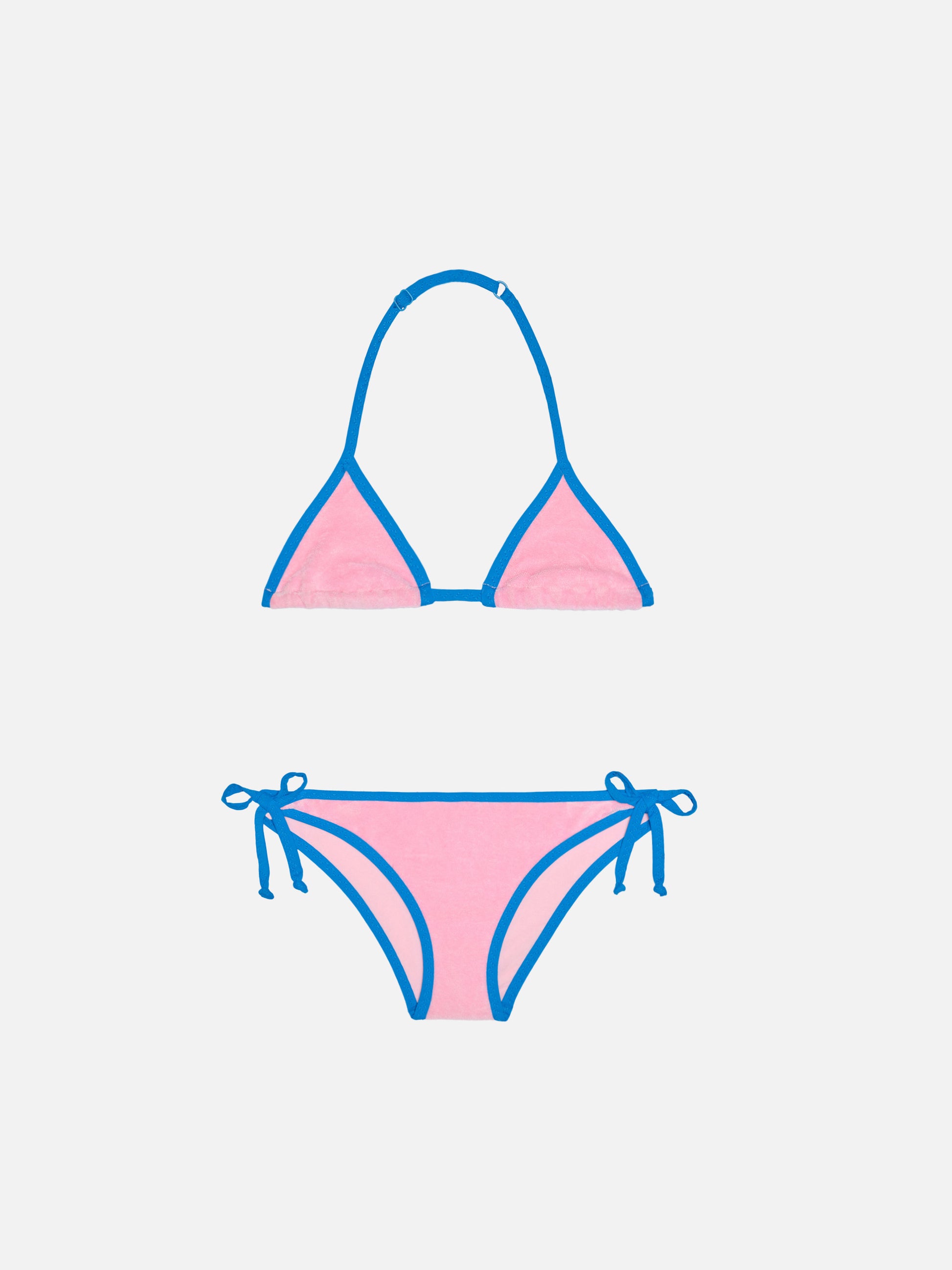Girl pink triangle bikini with piping - MC2 Saint Barth