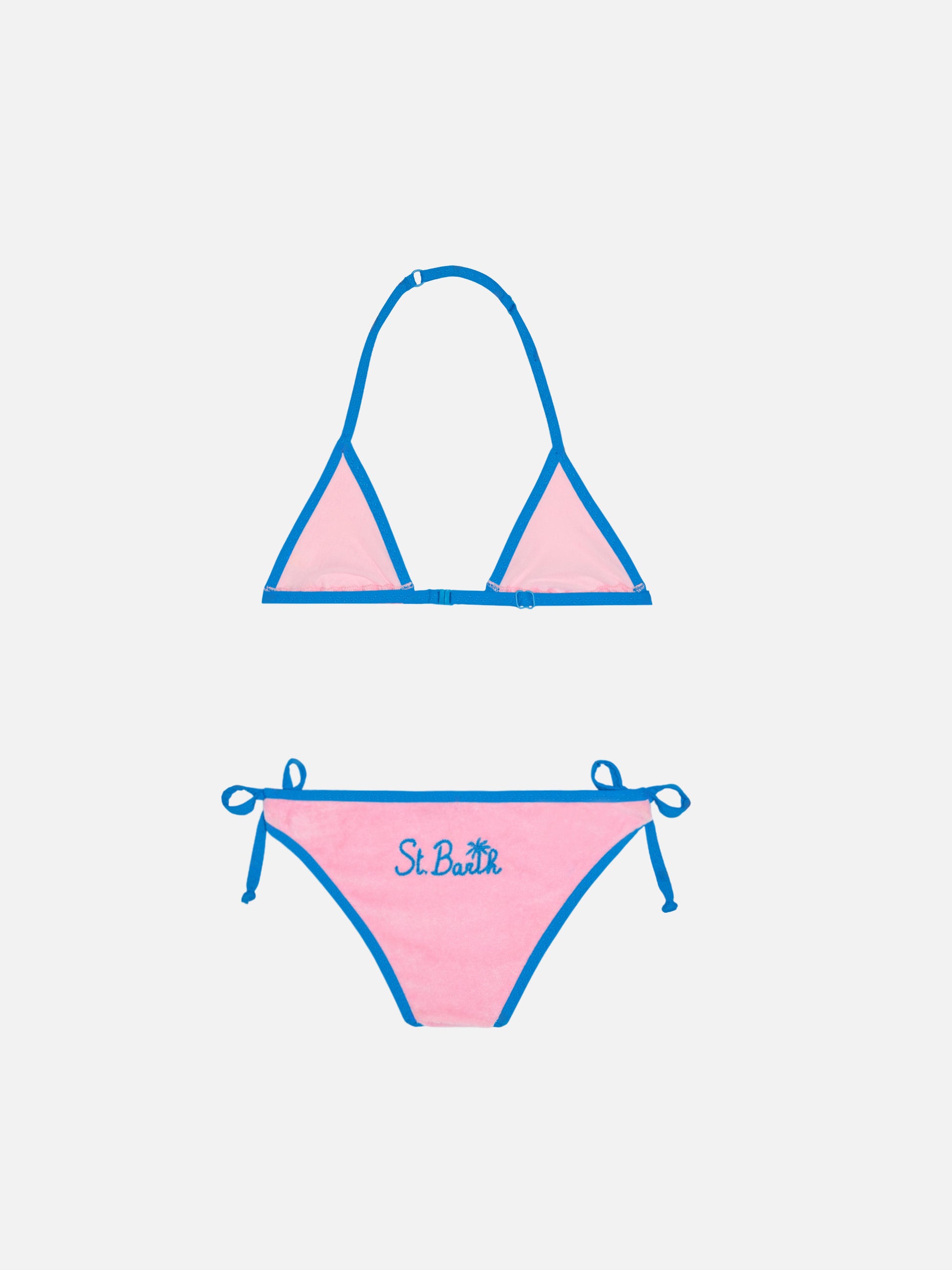 Girl pink triangle bikini with piping - MC2 Saint Barth