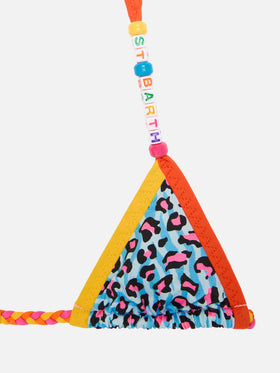 Mädchen-Triangel-Bikini mit Leopardenmuster