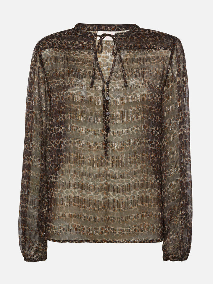 Bluse Harper aus Lurex-Seidenvoile mit Animalier-Print