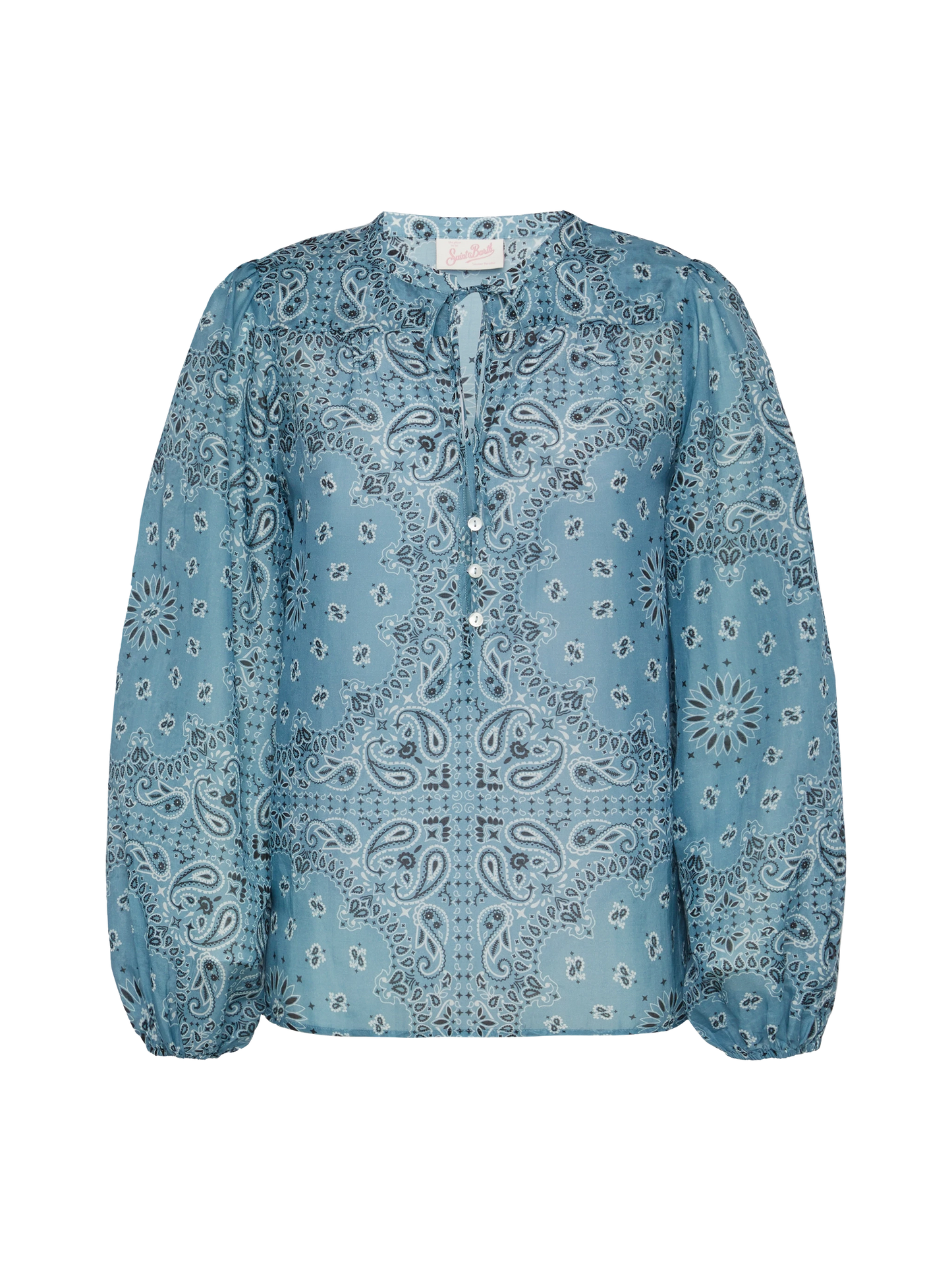 Harper silk voile blouse in lurex silk voile with bandanna print - MC2 Saint Barth