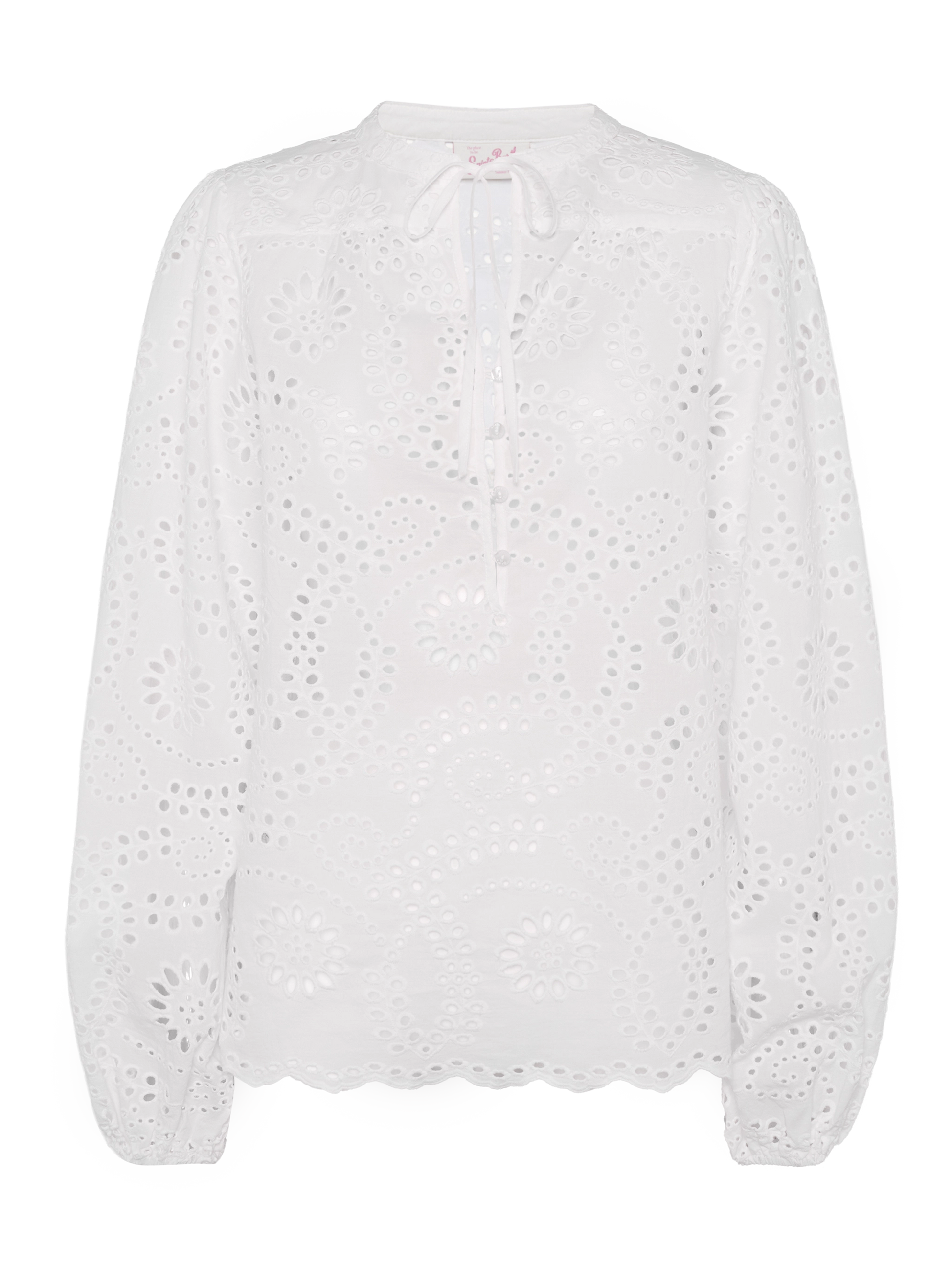 Harper silk voile blouse in white Sangallo lace - MC2 Saint Barth