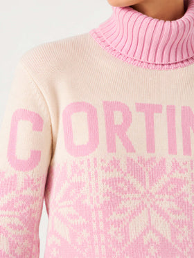 New Hut turtleneck sweater with Nordic pattern and Cortina print
