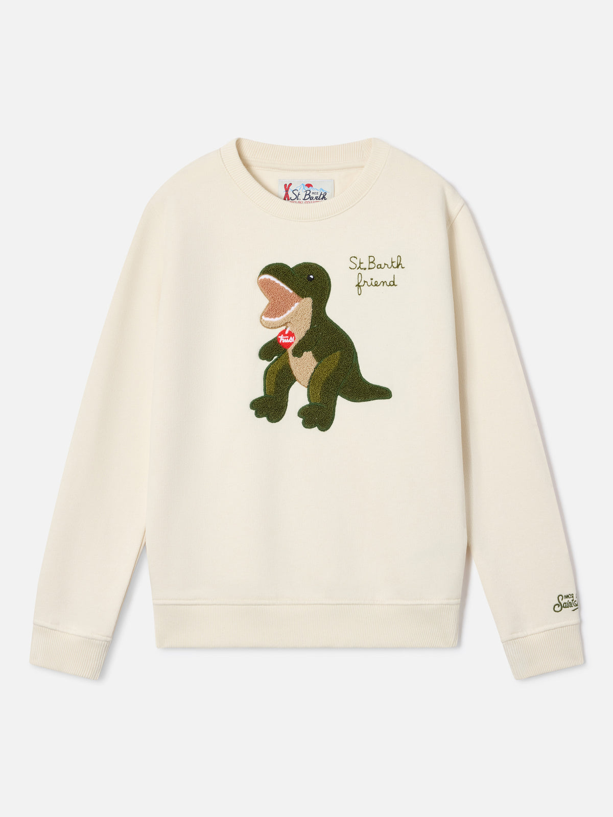 Sweat-shirt Hutton coloris crème en mélange de coton avec patch éponge dinosaure | Special edition 