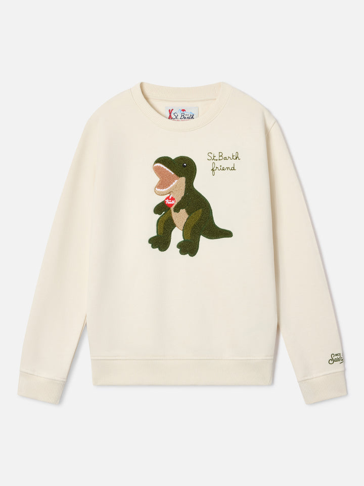 Sudadera Cream Hutton de mezcla de algodón con parche de esponja de dinosaurio | Special edition 