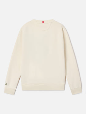 Sweat-shirt Hutton coloris crème en mélange de coton avec patch éponge dinosaure | Special edition 