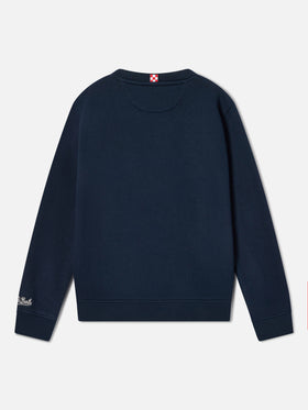 Sweat-shirt Hutton bleu marine en mélange de coton avec patch éponge ourson teddy bear | Special edition 