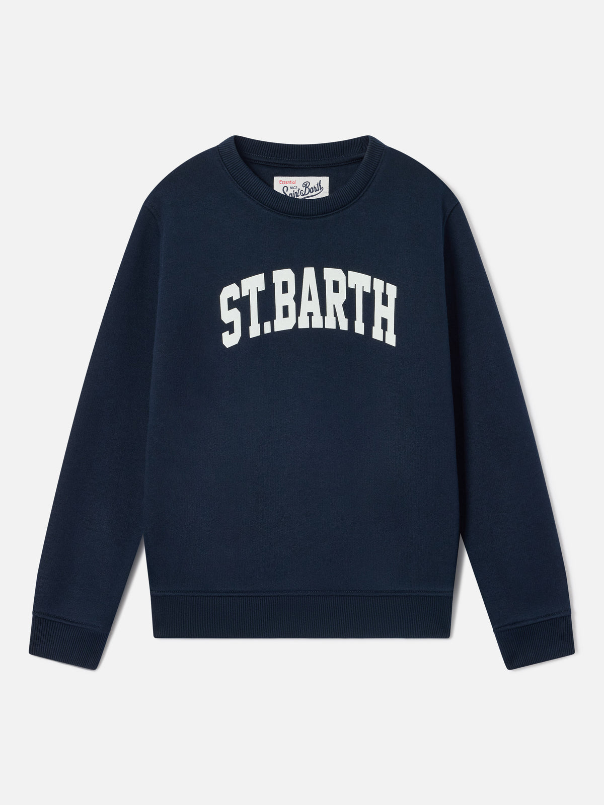 Felpa Hutton blu navy in misto cotone con stampa St. Barth
