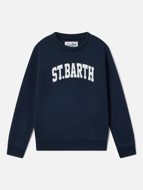 Felpa Hutton blu navy in misto cotone con stampa St. Barth
