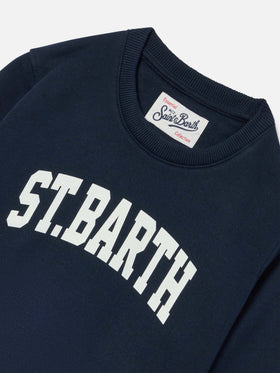 Felpa Hutton blu navy in misto cotone con stampa St. Barth
