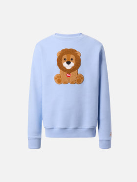 Hutton-Sweatshirt mit Rundhalsausschnitt und Trudi-Löwen-Frottee-Aufnäher | TRUDI SONDEREDITION