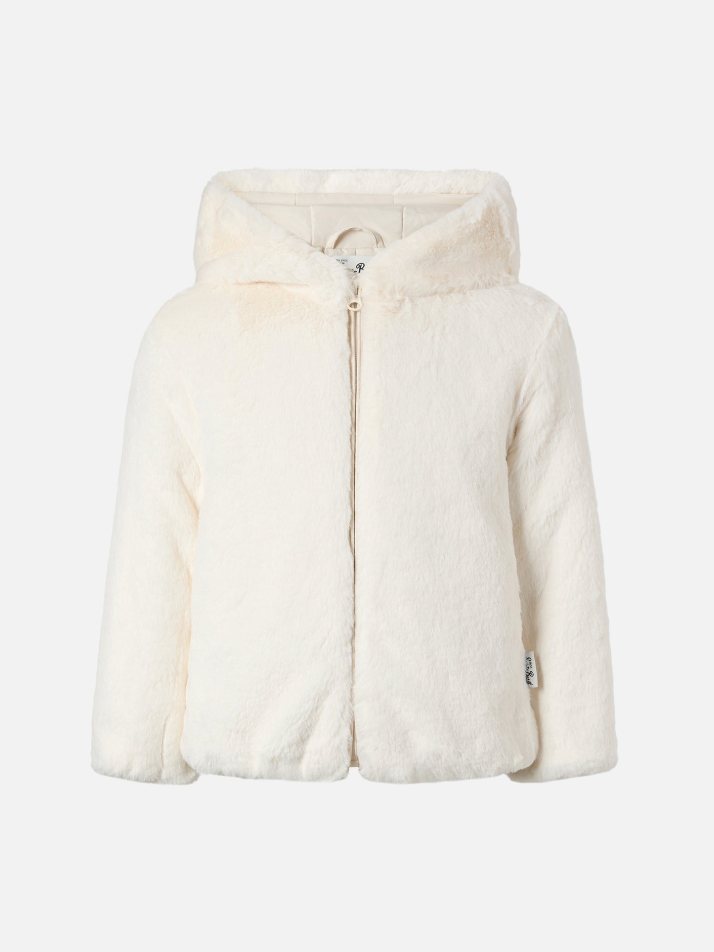 Faux-fur jacket with hood, ears and Trudi charm