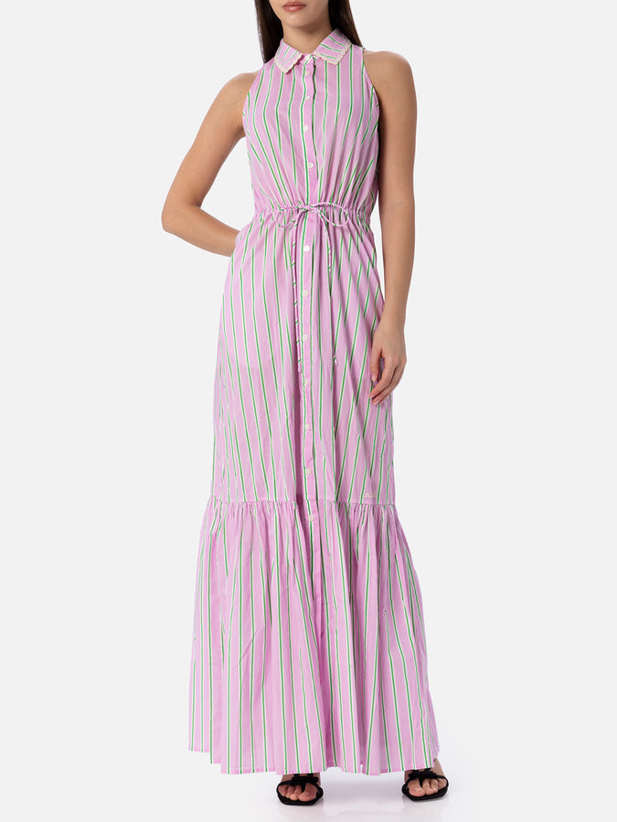 Mc2 Saint Barth Woman halterneck dress with striped print