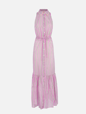 Woman halterneck dress with striped print - MC2 Saint Barth