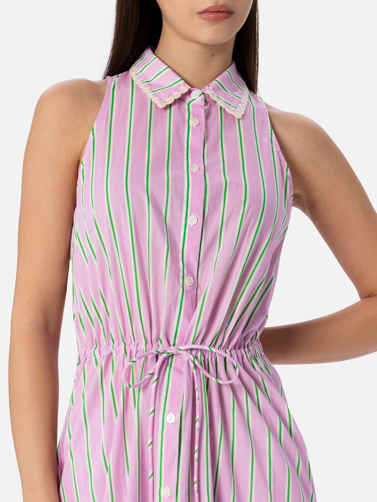 Woman halterneck dress with striped print - MC2 Saint Barth