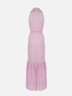 Woman halterneck dress with striped print - MC2 Saint Barth