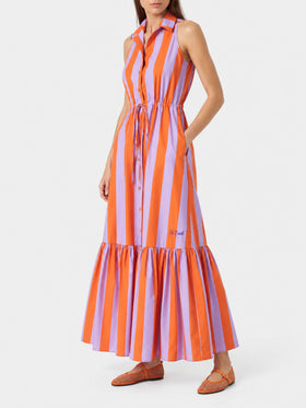 Robe longue Ida en coton à imprimé rayé 