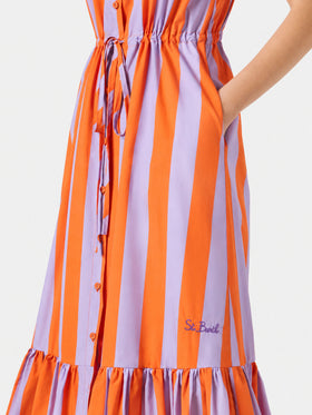 Robe longue Ida en coton à imprimé rayé 