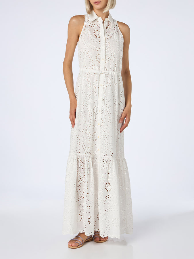 Mc2 Saint Barth Woman white Sangallo lace halterneck dress Ida