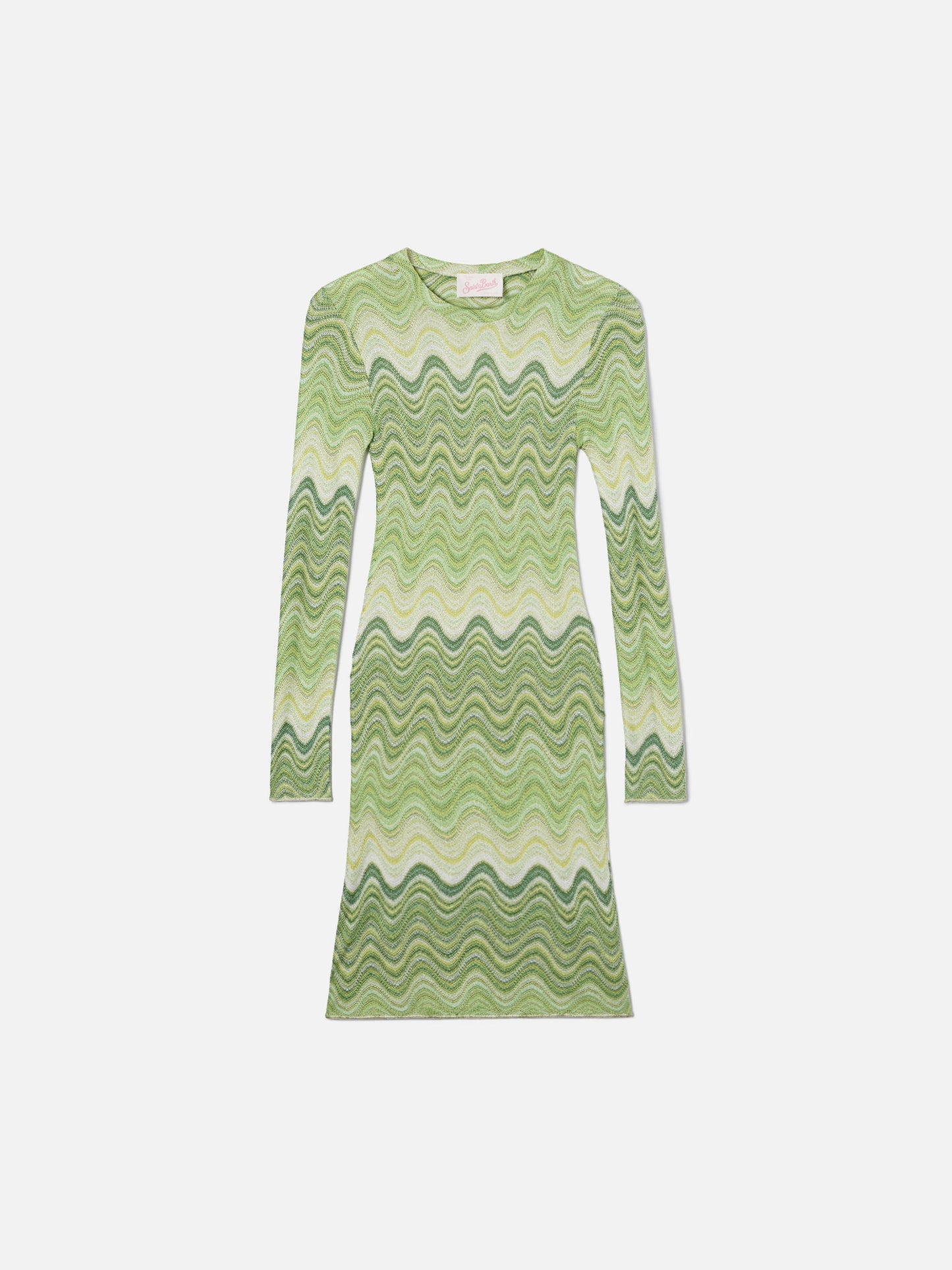 Abito corto Imany in tessuto raschel degradé verde