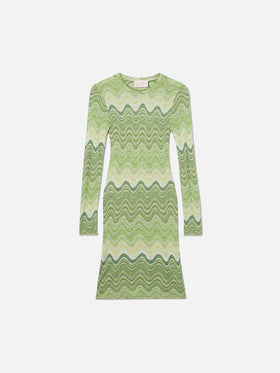 Abito corto Imany in tessuto raschel degradé verde