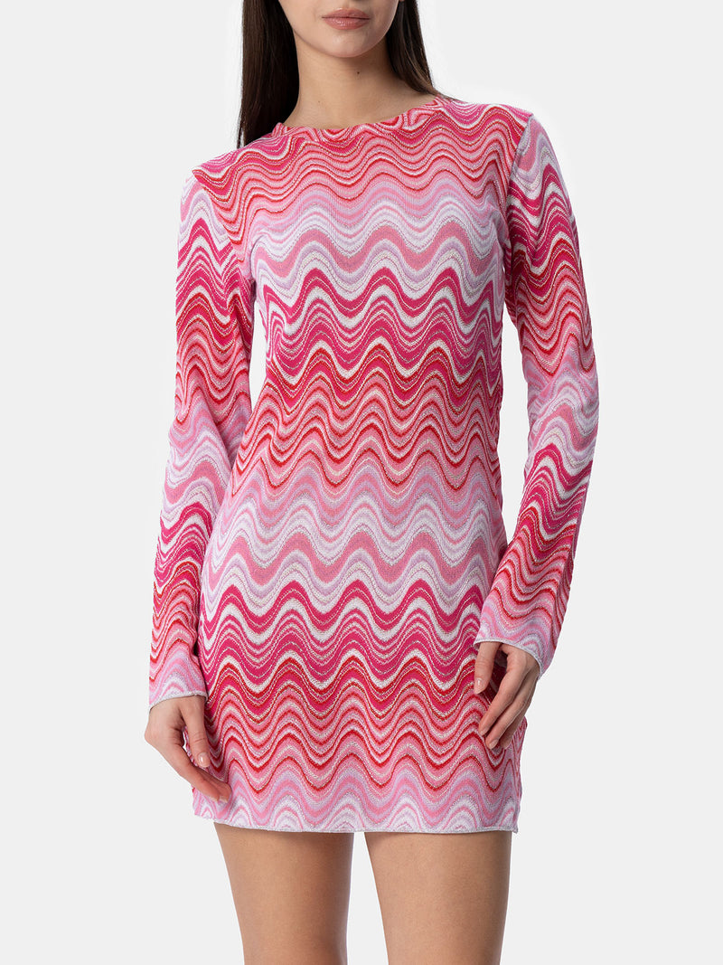 Abito corto da donna in maglia raschel rosa Imany