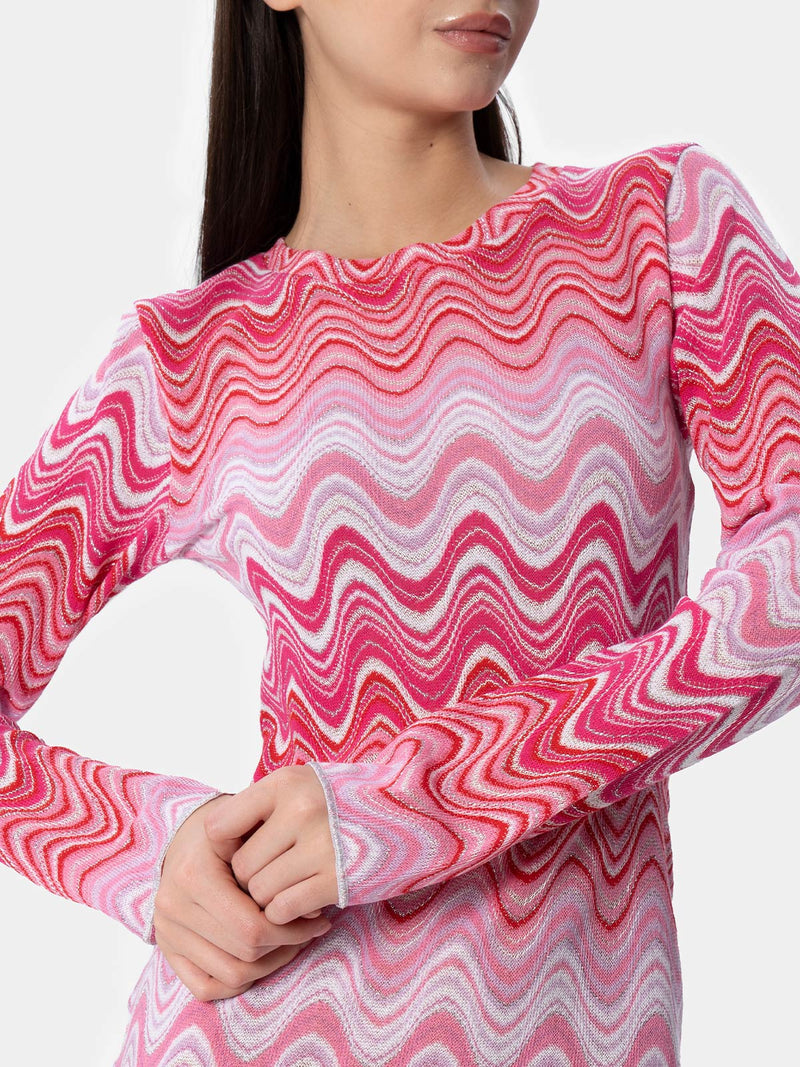 Abito corto da donna in maglia raschel rosa Imany