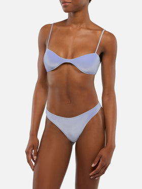 Bikini a bralette Ipanema Naomi in velluto azzurro cielo