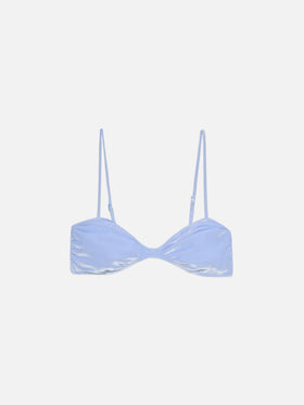 Ipanema Bralette-Top mit tiefem Ausschnitt aus hellblauem Samt