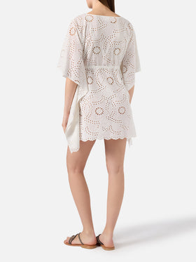 Kaftano corto Iria in tessuto sangallo bianco