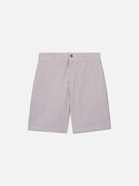 Bermuda Ischia in seersucker a righe marroni