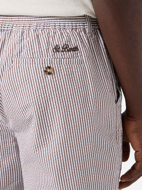 Bermuda Ischia in seersucker a righe marroni