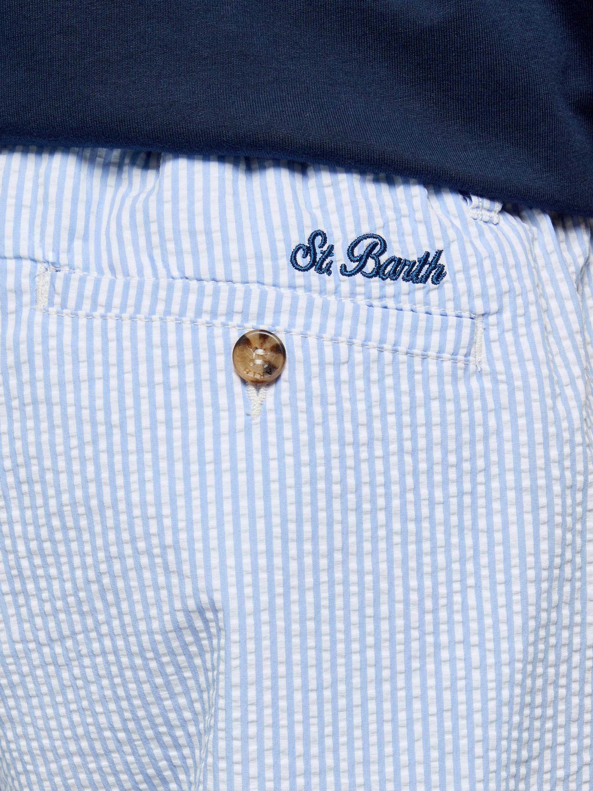 Light blue striped cotton bermuda shorts Ischia - MC2 Saint Barth