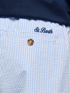 Light blue striped cotton bermuda shorts Ischia - MC2 Saint Barth