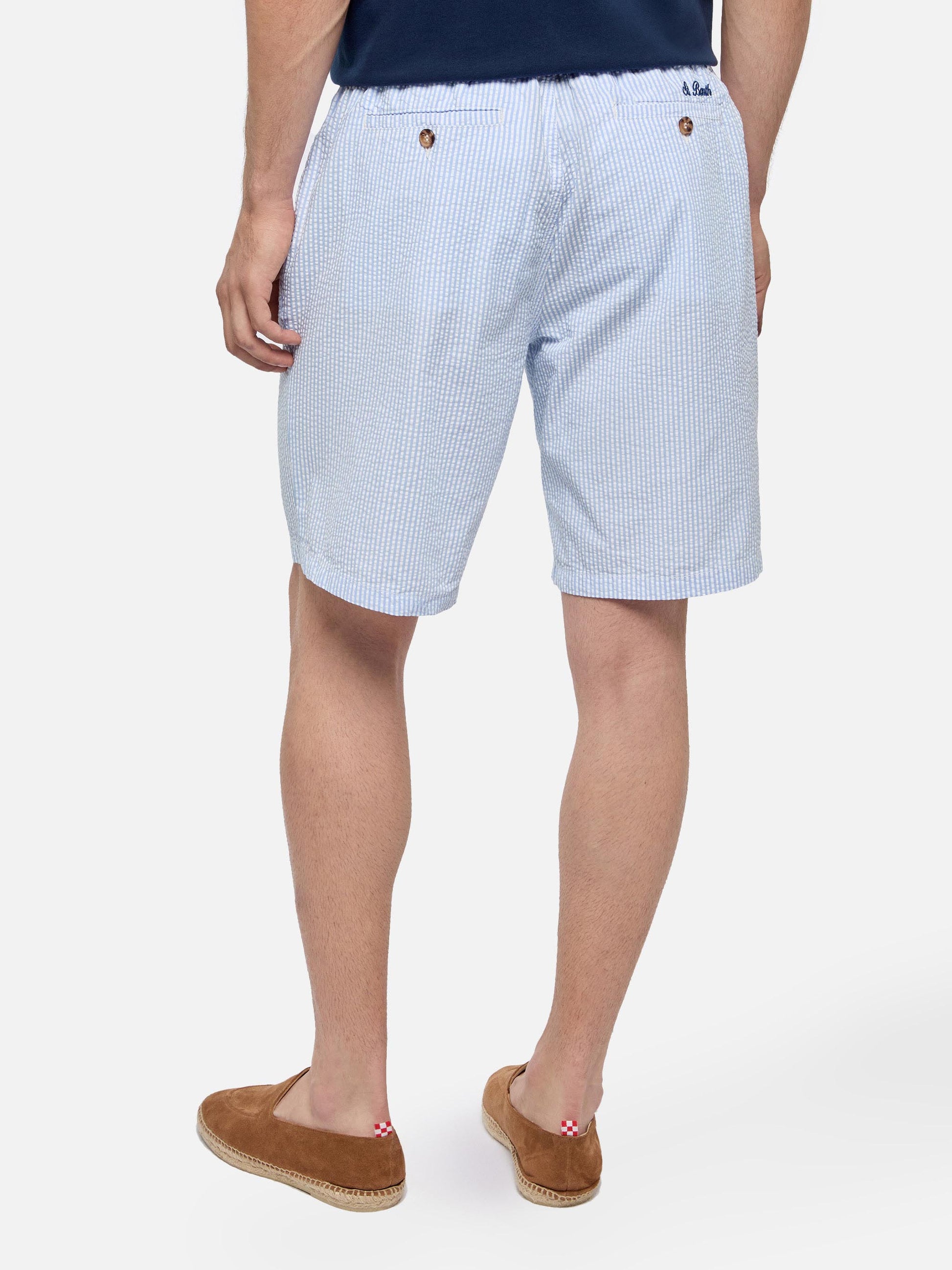 Light blue striped cotton bermuda shorts Ischia - MC2 Saint Barth