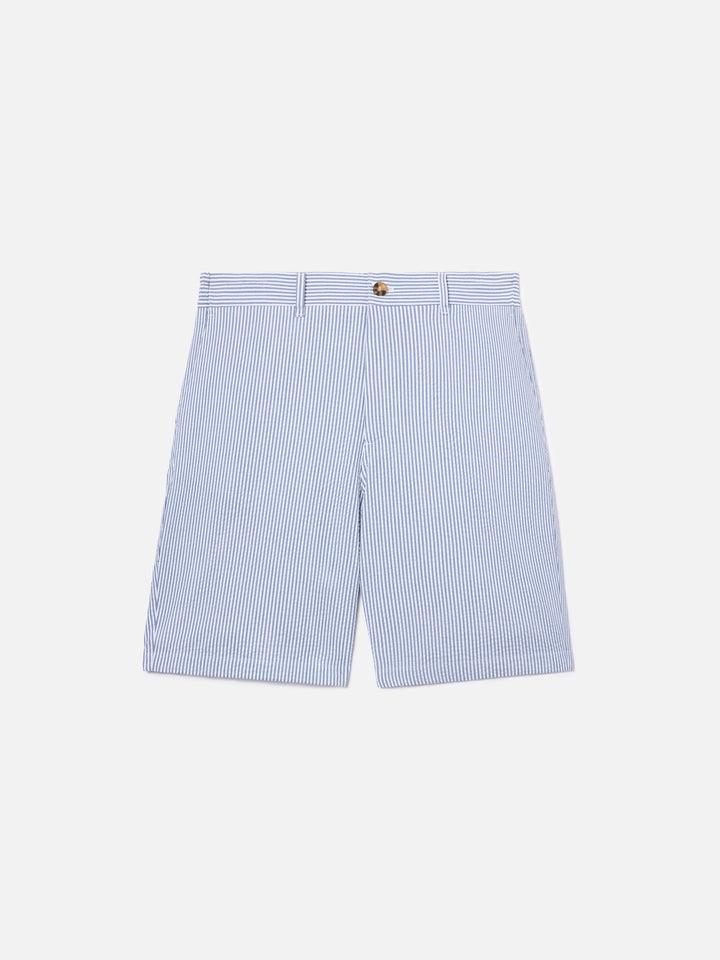 Bermuda Ischia in seersucker a righe blu navy