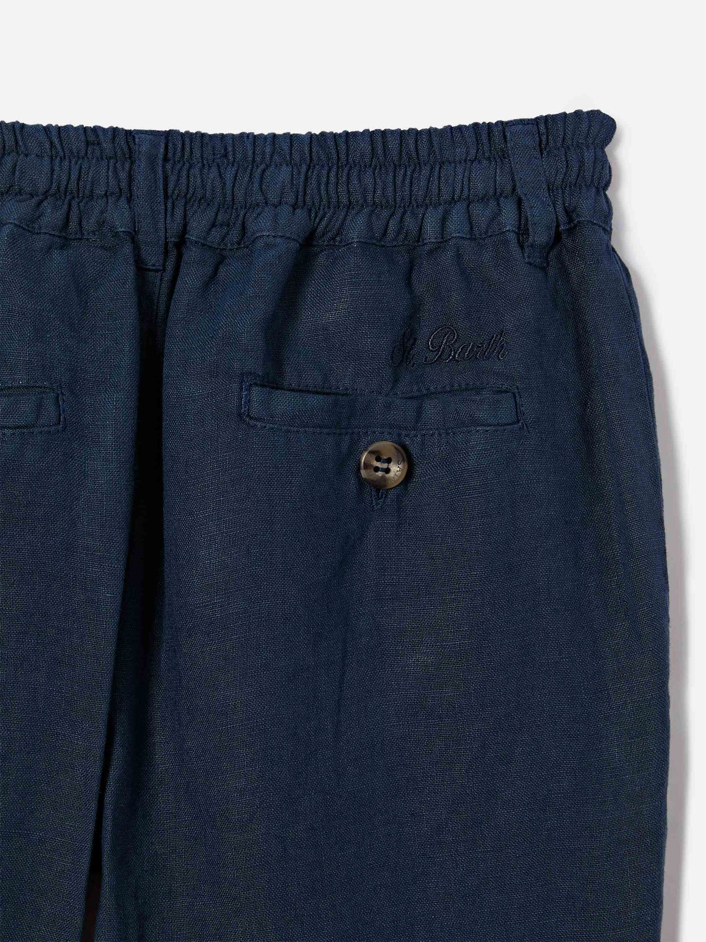 Shorts Ischia Jr in lino blu navy
