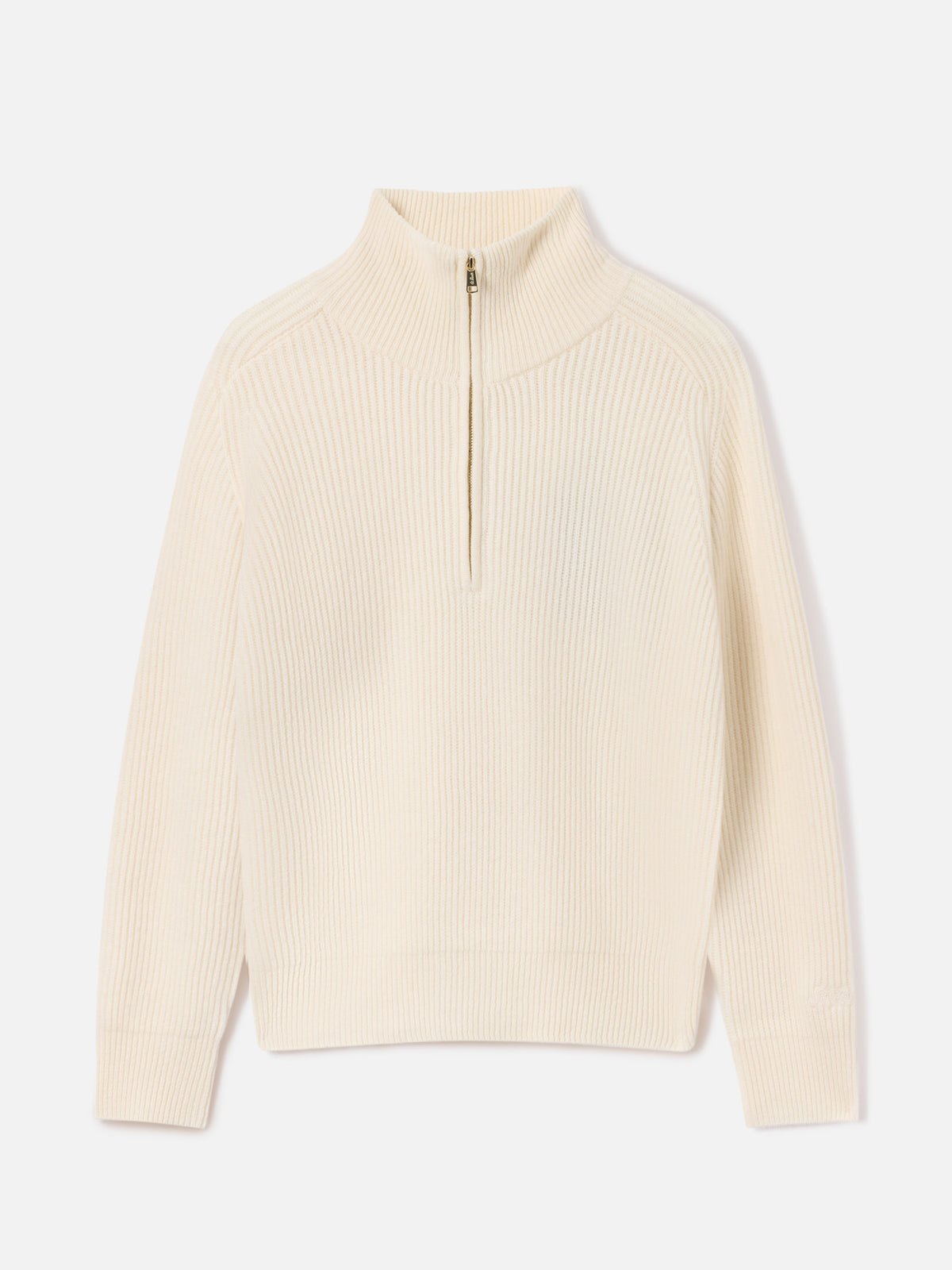 Off white Isalyn Wollstrick mit Half-Zip 