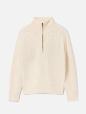 Off white Isalyn Wollstrick mit Half-Zip 
