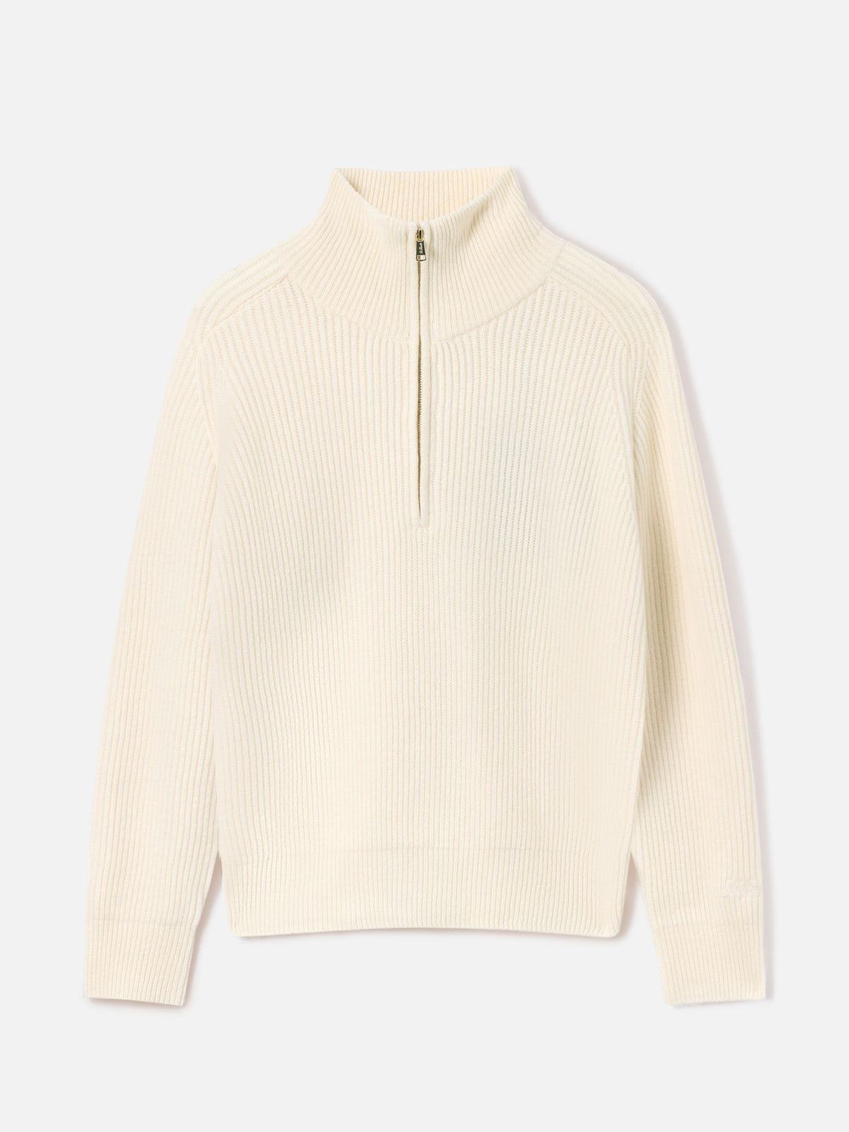 Punto de lana Isalyn off white con media cremallera 