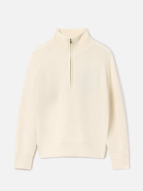 Punto de lana Isalyn off white con media cremallera 
