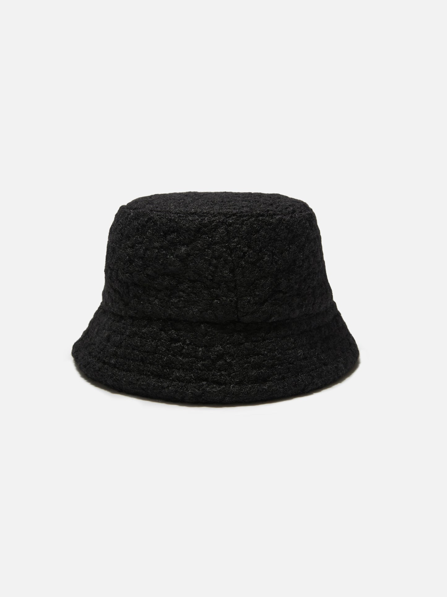 Schwarzer Sherpa-Bucket-Hat mit Stickerei vorne