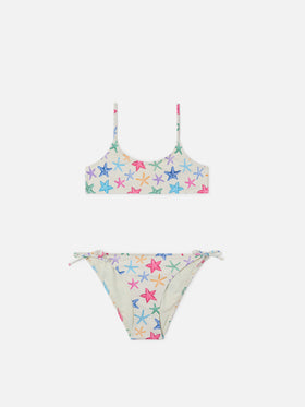 Bikini Jaiden panna con stampa stelle marine multicolor