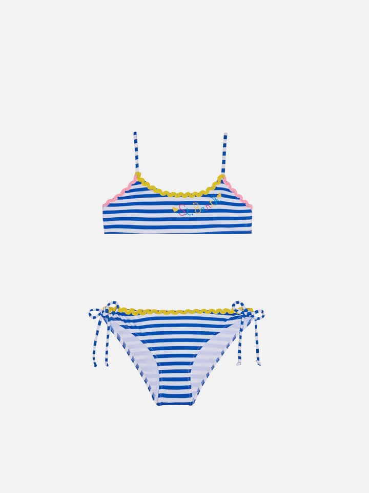 Girl bralette bikini with navy blue striped - MC2 Saint Barth