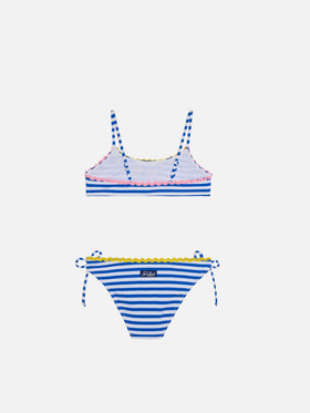 Girl bralette bikini with navy blue striped - MC2 Saint Barth