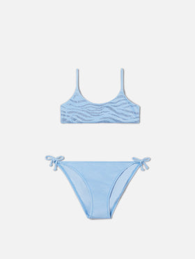 Bikini Jaiden azzurro con applicazione strass zebrato
