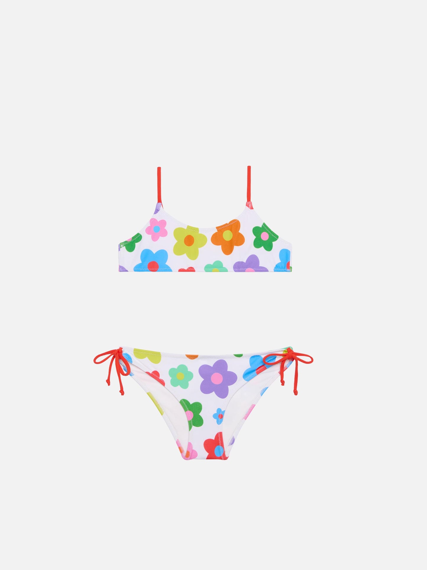 Mädchen-Bralette-Bikini mit mehrfarbigem Gänseblümchen-Print