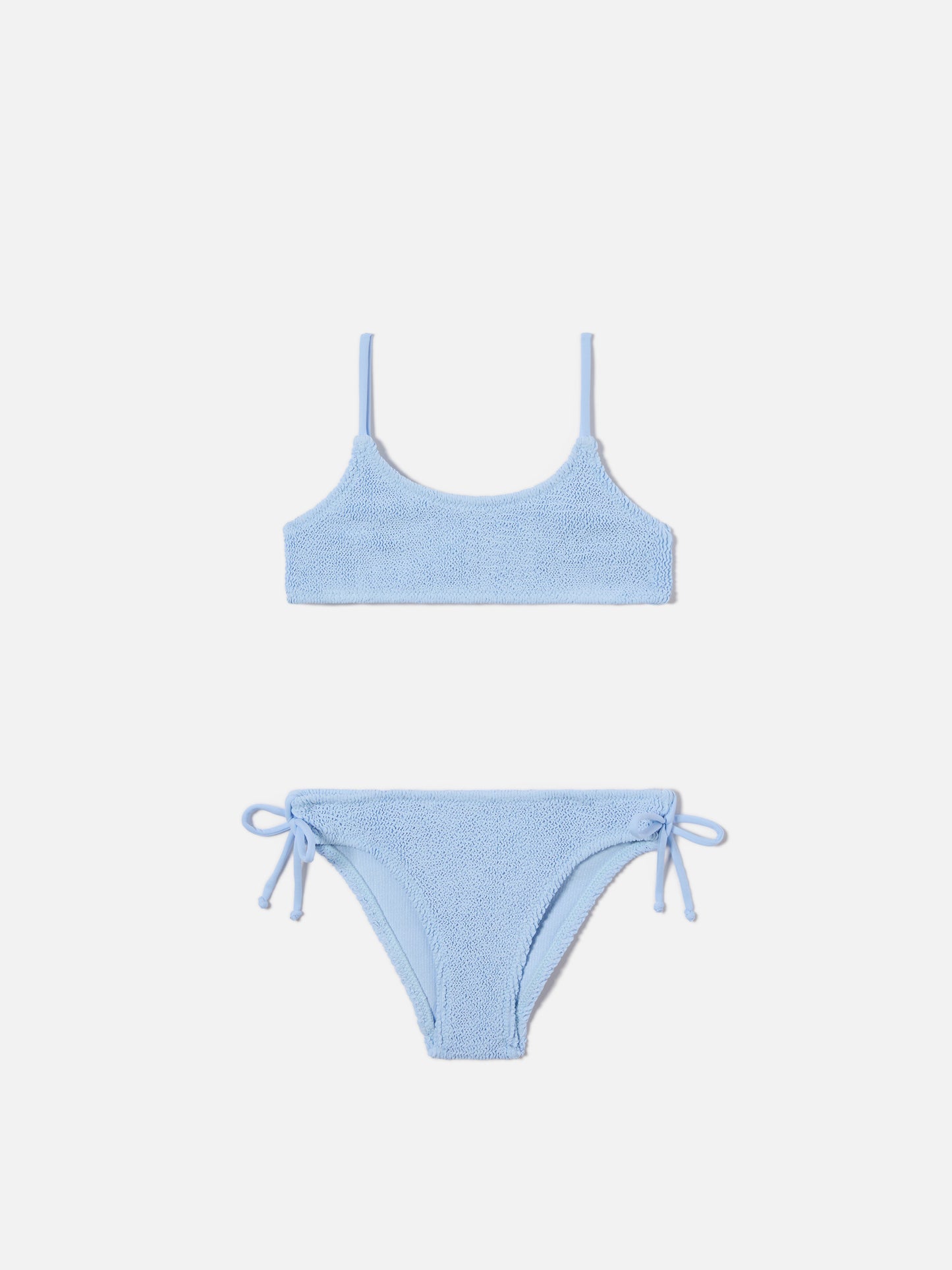 Bikini Jaiden azzurro in tessuto crinkle