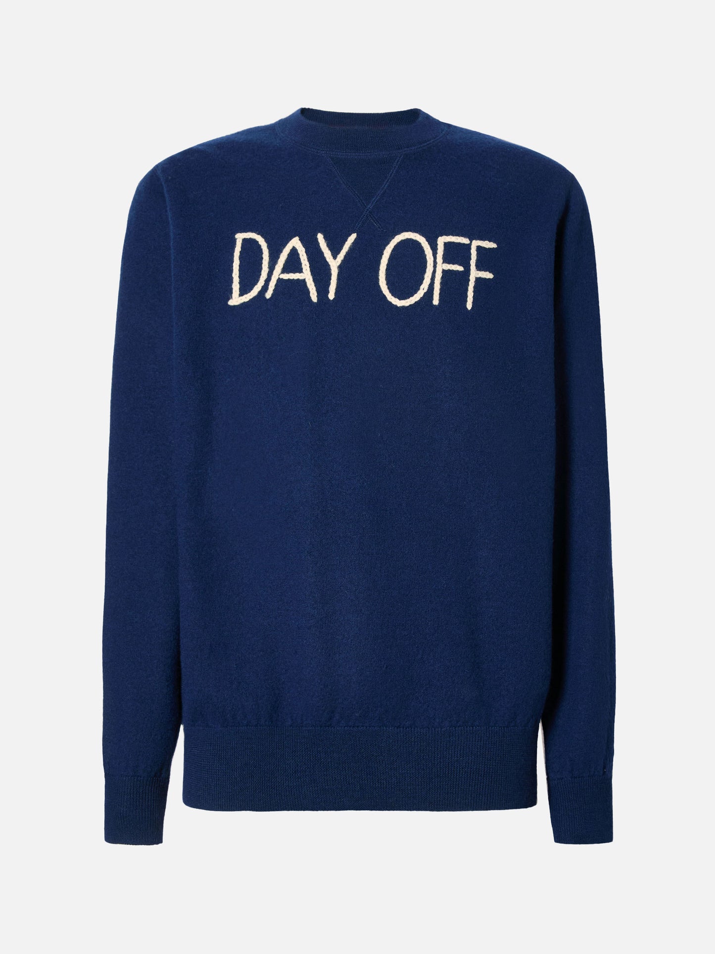 Herren-Strickpullover mit Rundhalsausschnitt und Day Off-Stickerei